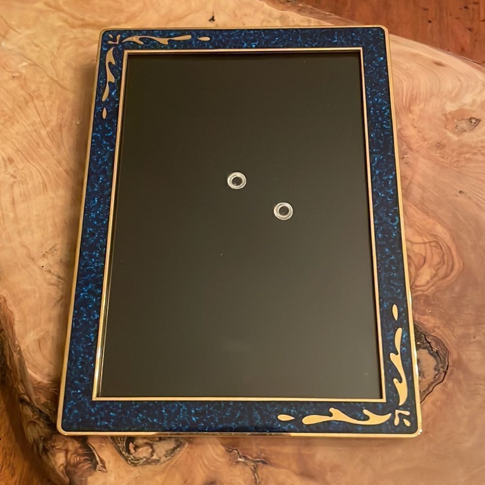 Mikimoto International Brass and Sapphire Blue Stone Photo Frame